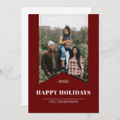 金ゴールドフェイクレッドミニマリストハッピーホリデー写真2022 シーズンカード (正面/裏面)