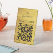 金ゴールドフェイクロゴビジネススキャン注文支払QRコード 台座サイン (インサイチュ)