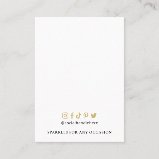 金ゴールドフェイクロゴモダンイヤリングネックレスディスプレイ 名刺 (裏面)