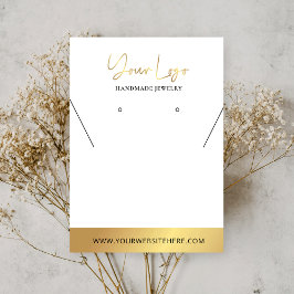 金ゴールドフェイクロゴモダンイヤリングネックレスディスプレイ 名刺