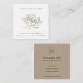 金ゴールドフェイクロータスフローラロゴショッピングありがとう スクエア名刺 (正面/裏面)