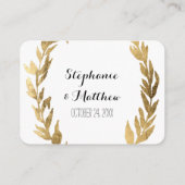 金ゴールドフェイクローレルオリーブリーフリースの結婚ウェブサイト エンクロージャーカード (裏面)
