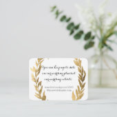 金ゴールドフェイクローレルオリーブリーフリースの結婚ウェブサイト エンクロージャーカード (スタンド正面)