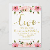 金ゴールドフェイクワード第2誕生日パーティの招待状 招待状 (正面)