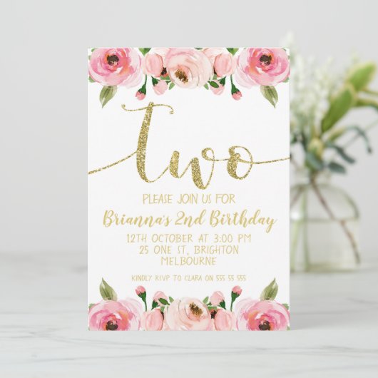 金ゴールドフェイクワード第2誕生日パーティの招待状 招待状 (スタンド正面)