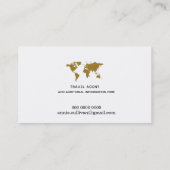 金ゴールドフェイクワールドマップトラベルエージェント（白のオプション） 名刺 (裏面)