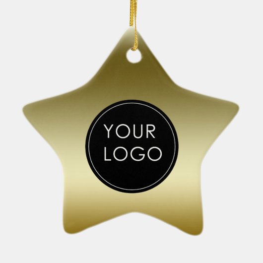 金ゴールドフェイク会社のロゴスター セラミックオーナメント (裏面)