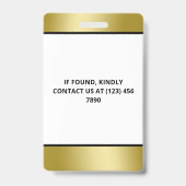 金ゴールドフェイク写真と3つロゴプレスID バッジ (裏面)