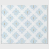 金ゴールドフェイク十字白円紋様洗礼 ラッピングペーパー (フラット)