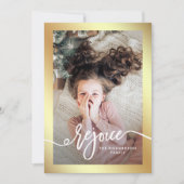 金ゴールドフェイク喜 |写真とクリスマススクリプト シーズンカード (正面)