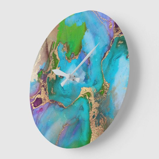 金ゴールドフェイク孔雀の色が宝石を堆積する ラージ壁時計 (傾斜)