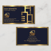 金ゴールドフェイク建物シルエット縁ど建築 名刺 (正面/裏面)