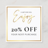 金ゴールドフェイク感謝ギフトビジネスロゴ割引 スクエア名刺 (正面)