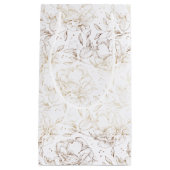 金ゴールドフェイク手エレガント引き花模様結婚ズ スモールペーパーバッグ (正面)