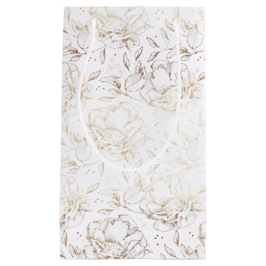 金ゴールドフェイク手エレガント引き花模様結婚ズ スモールペーパーバッグ (正面)