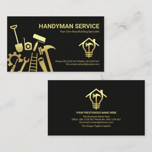 金ゴールドフェイク手利具自宅修理 名刺 (正面/裏面)