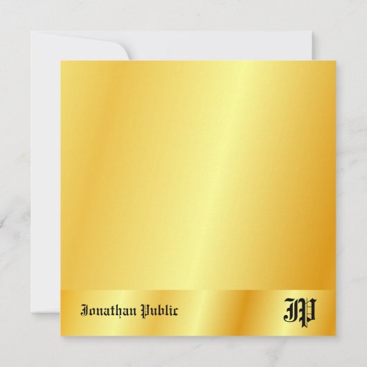 金ゴールドフェイク手書きモノグラムパーソナライズされた ノートカード (裏面)