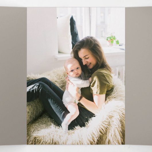 金ゴールドフェイク抽象芸術のTaupe写真へのスワッシュ 三つ折りクリスマスカード (内部中)