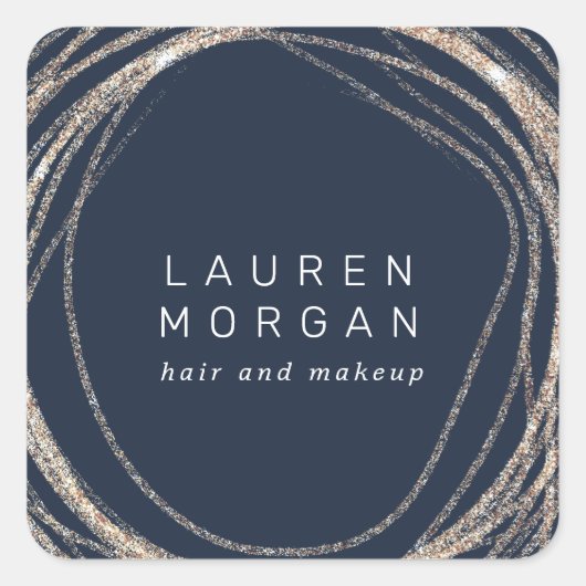 金ゴールドフェイク抽象芸術モダンロゴ スクエアシール (正面)