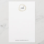 金ゴールドフェイク抽象芸術モノグラム 便箋 (正面)