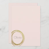 金ゴールドフェイク抽象芸術円デザイン(名前付き) ノートカード (正面/裏面)