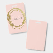 金ゴールドフェイク抽象芸術円デザイン（名前付き） バッジ (正面＆裏面)