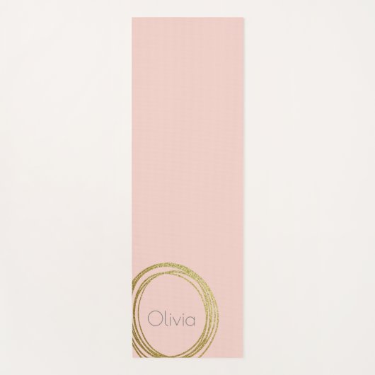 金ゴールドフェイク抽象芸術円デザイン(名前) ヨガマット (正面)