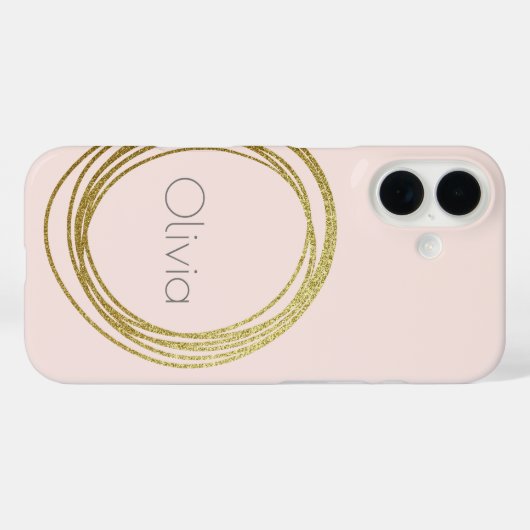 金ゴールドフェイク抽象芸術円デザイン(名前) Case-Mate iPhoneケース (裏面 (横))