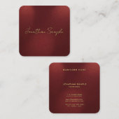 金ゴールドフェイク文字エレガントモノグラム丸コーナー スクエア名刺 (正面/裏面)