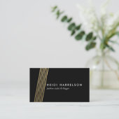 金ゴールドフェイク斜線の高ファッションスタイル一覧 名刺 (スタンド正面)