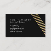 金ゴールドフェイク斜線の高ファッションスタイル一覧 名刺 (裏面)