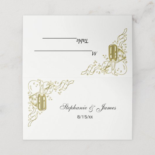 金ゴールドフェイク新年シャンパンエスコート座席表 プレイスカード (外部開封)