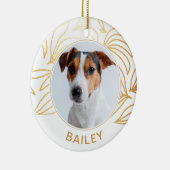 金ゴールドフェイク植物犬の写真と名前クリスマス セラミックオーナメント (右)