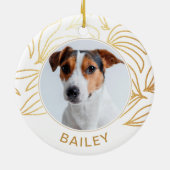 金ゴールドフェイク植物犬の写真と名前クリスマス セラミックオーナメント (裏面)
