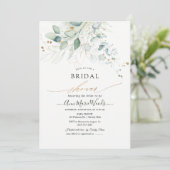 金ゴールドフェイク水色ユーカリブライダルシャワー 招待状 (スタンド正面)