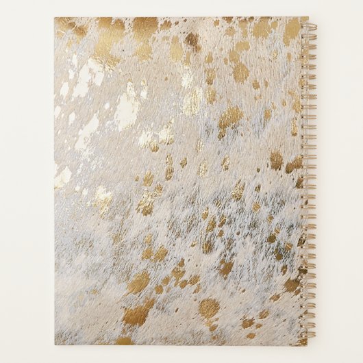 金ゴールドフェイク牛革プリント金属女性のカーボーイウエスタン プランナー手帳 (裏面)