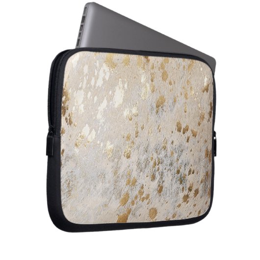 金ゴールドフェイク牛革プリント金属女性のカーボーイウエスタン ラップトップスリーブ (正面右)