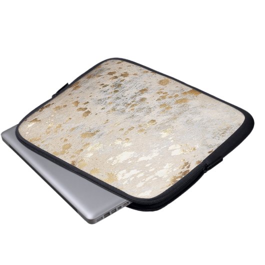 金ゴールドフェイク牛革プリント金属女性のカーボーイウエスタン ラップトップスリーブ (正面下部)