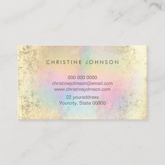 金ゴールドフェイク箔とパステルカラー蓮 名刺 (裏面)