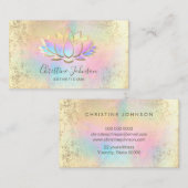 金ゴールドフェイク箔とパステルカラー蓮 名刺 (正面/裏面)