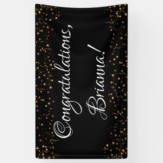 金ゴールドフェイク紙吹雪おめでとうございます 横断幕 (縦)
