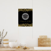 金ゴールドフェイク紙吹雪および卒業キャップクラス20xx ポスター (キッチン)