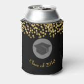金ゴールドフェイク紙吹雪および卒業キャップクラス20xx 缶クーラー (缶裏面)