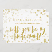 金ゴールドフェイク紙吹雪は私の花嫁になる 招待状 (正面/裏面)