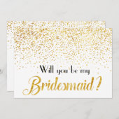 金ゴールドフェイク紙吹雪ドットは私のブライドメイド 招待状 (正面/裏面)