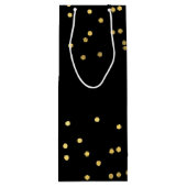 金ゴールドフェイク紙吹雪ドットマットブラックワイン抱き枕 ワインギフトバッグ (裏面)