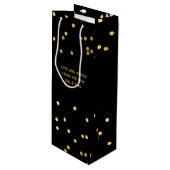 金ゴールドフェイク紙吹雪ドットマットブラックワイン抱き枕 ワインギフトバッグ (正面アングル)