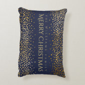 金ゴールドフェイク紙吹雪メリークリスマスモノグラムブルー アクセントクッション (裏面(縦))