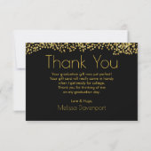 金ゴールドフェイク紙吹雪&卒業キャップありがとう サンキューカード (裏面)