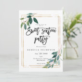 金ゴールドフェイク緑の幾何モダン16 招待状 (スタンド正面)